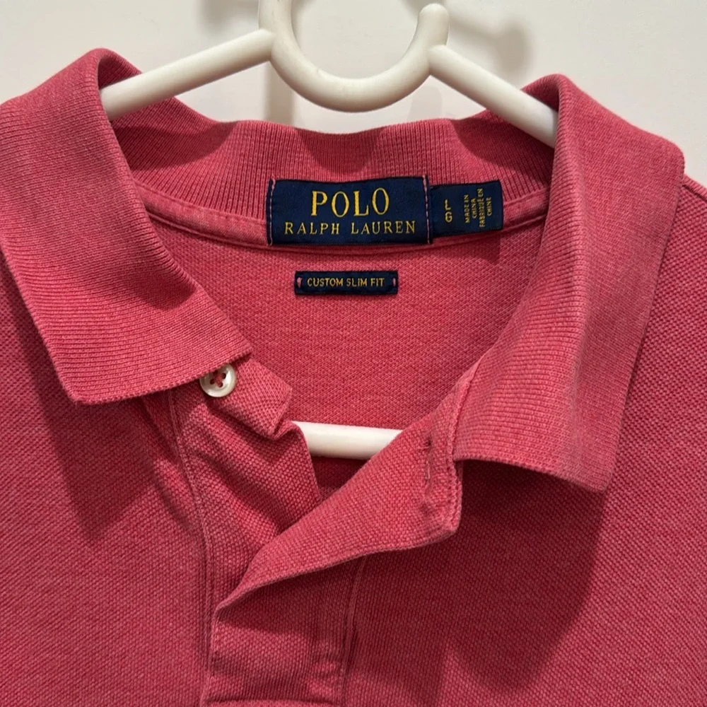 Polo Ralph Lauren Custom Slim Fit salmon colored polo.  Men’s large.